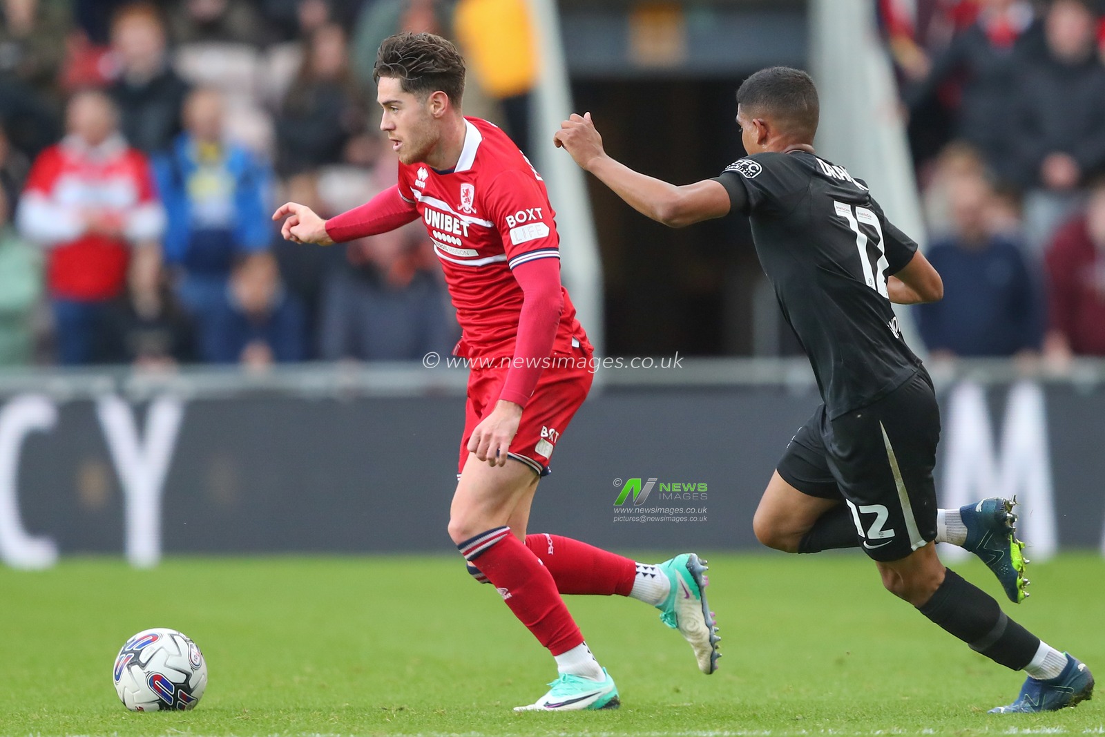 Hayden Hackney #7 of Middlesbrough runs with the ball during the Sky Bet Championship match Middlesbrough vs Birmingham City at Riverside Stadium, Middlesbrough, United Kingdom, 21st October 2023

(Photo by Gareth Evans/News Images)