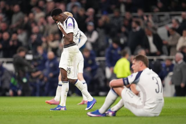 Tottenham hotspur players at full time after two legged defeat during the UEFA Champions League match Tottenham Hotspur vs Atletico Madrid at Tottenham Hotspur Stadium, London, United Kingdom on 18 March 2026

(Photo by Harvey Murphy/News Images)
