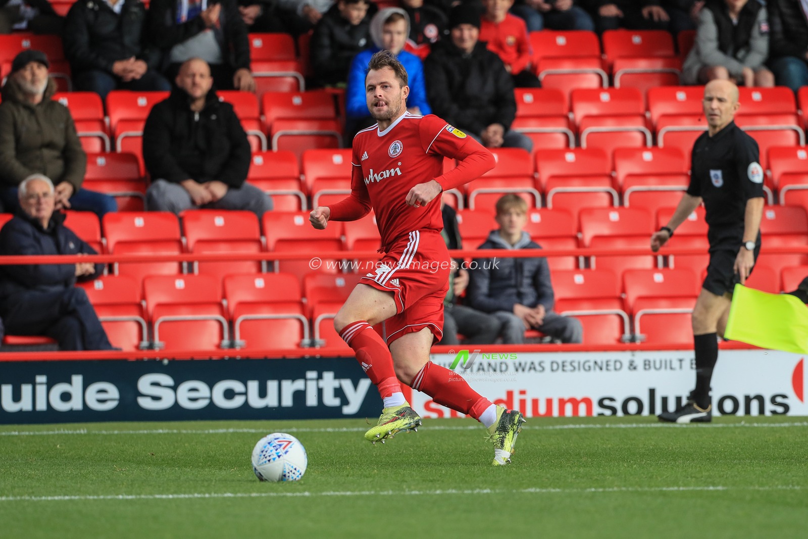 20th October 2019, The Wham Stadium, Accrington, England; Sky Bet League 1, Accrington Stanley v Ipswich Town : Mark Hughes of Accrington Stanley in action during the game 

Credit: Mark Cosgrove/News Images