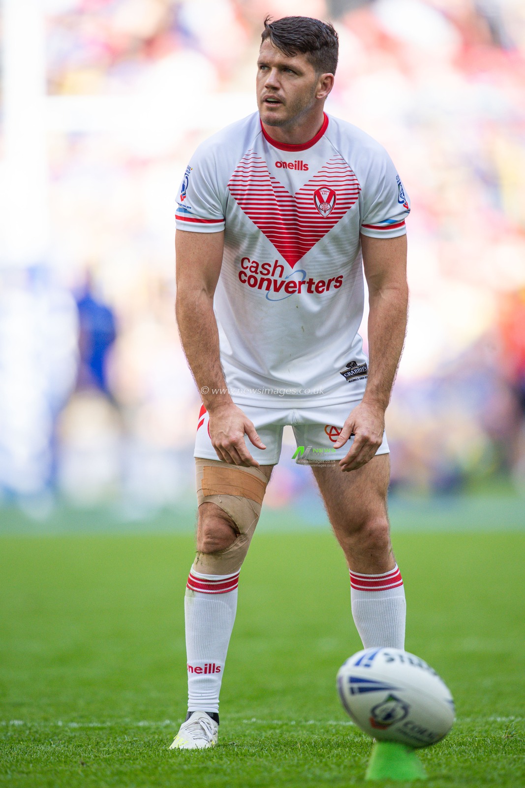 24th August 2019 , Wembley Stadium, London England ; 2019 Coral Challenge Cup Final ; St Helens vs Warrington Wolves ; Lachlan Coote (23) of St Helens during the pre match warm up



Credit: Craig Thomas/News Images