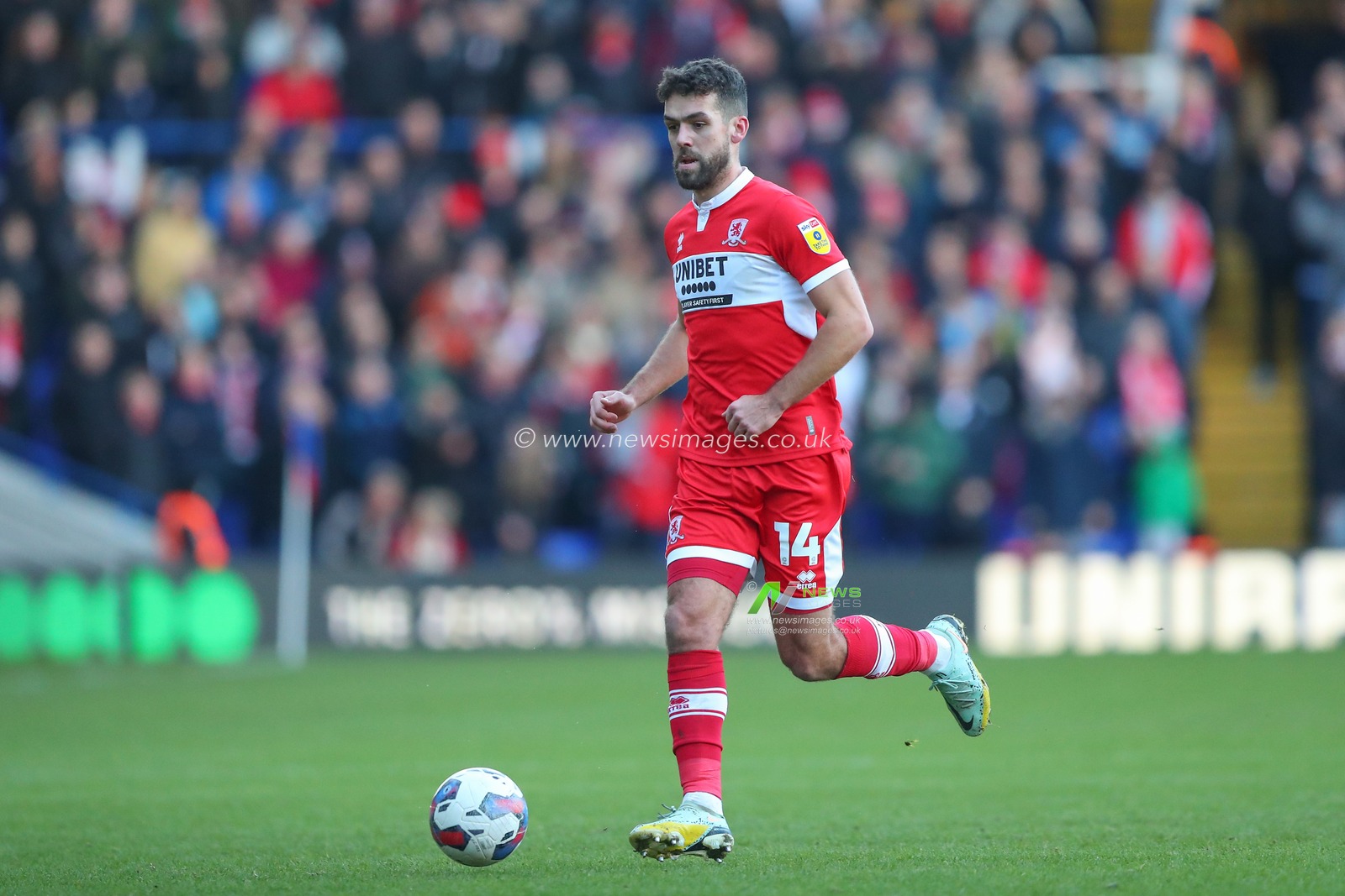 Tommy Smith #14 of Middlesbrough during the Sky Bet Championship match Birmingham City vs Middlesbrough at St Andrews, Birmingham, United Kingdom, 2nd January 2023

(Photo by Gareth Evans/News Images)