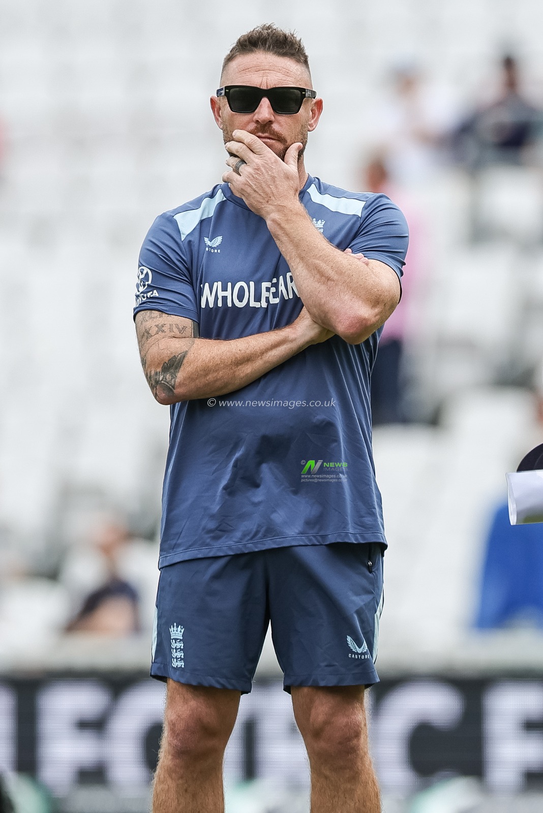 Brendon McCullum head coach of England looks on in the pre-game warm up session during the 2nd Rothesay Test Match Day 1 match England vs New Zealand at The Kia Oval, London, United Kingdom on 17 June 2026

(Photo by Mark Cosgrove/News Images)