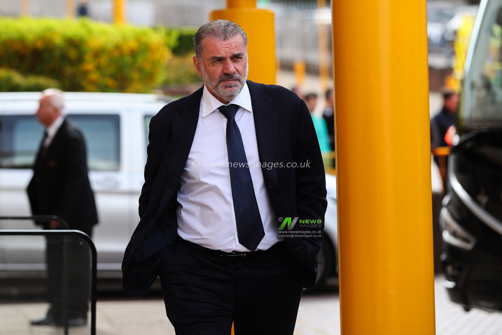 Ange Postecoglou manager of Tottenham Hotspur arrives ahead of the Premier League match Wolverhampton Wanderers vs Tottenham Hotspur at Molineux, Wolverhampton, United Kingdom, 13th April 2025

(Photo by Gareth Evans/News Images)