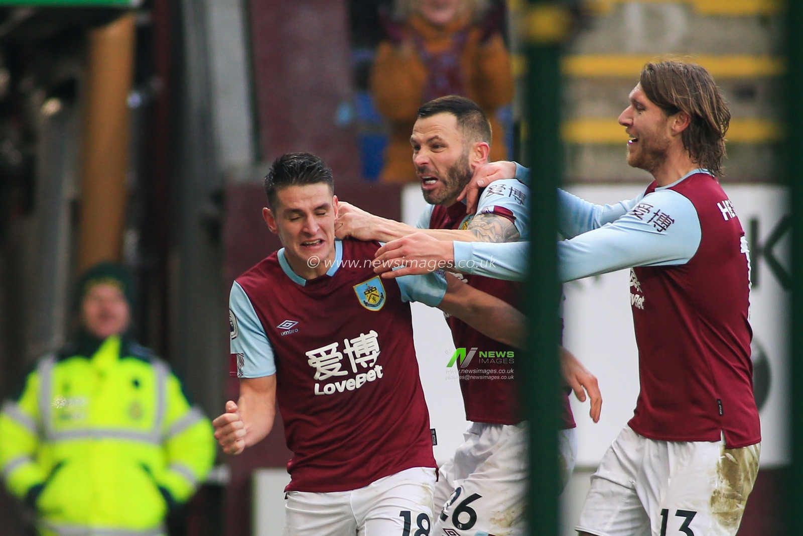 19th January 2020, Turf Moor, Burnley, England; Premier League, Burnley v Leicester City : Ashley Westwood (18) of Burnley celebrates his goal to make it 2-1

Credit: Craig Milner/News Images