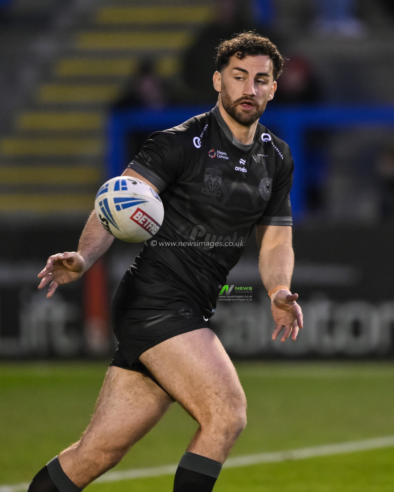 Toby King of Warrington Wolves during pre match warm up ahead of Toby King's Testimonial match Warrington Wolves vs Leigh Leopards at Halliwell Jones Stadium, Warrington, United Kingdom, 1st February 2025

(Photo by Craig Thomas/News Images)