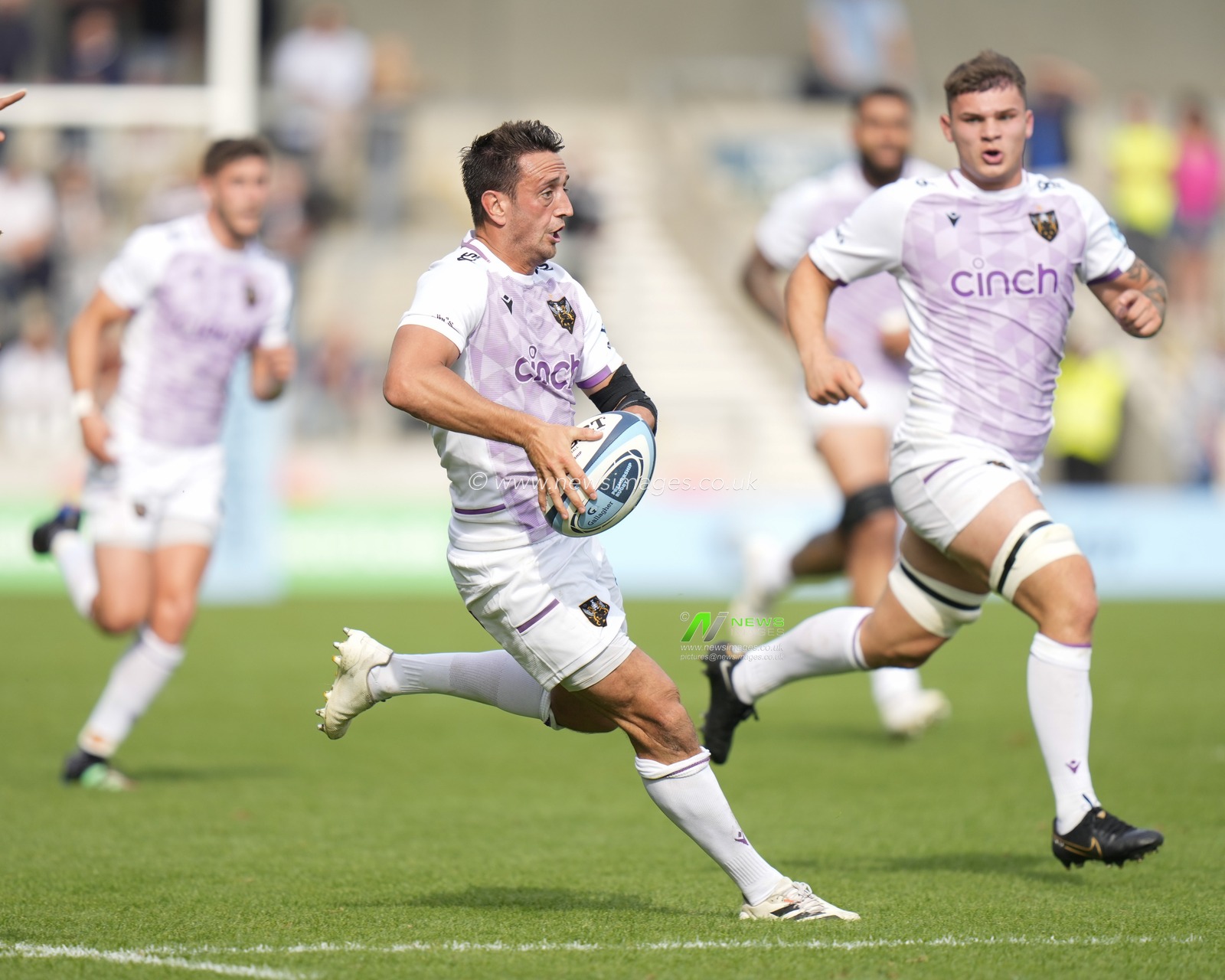 Northampton Saints Alex Mitchell makes a break during the Gallagher Premiership match Sale Sharks vs Northampton Saints at AJ Bell Stadium, Eccles, United Kingdom, 11th September 2022

(Photo by Steve Flynn/News Images)