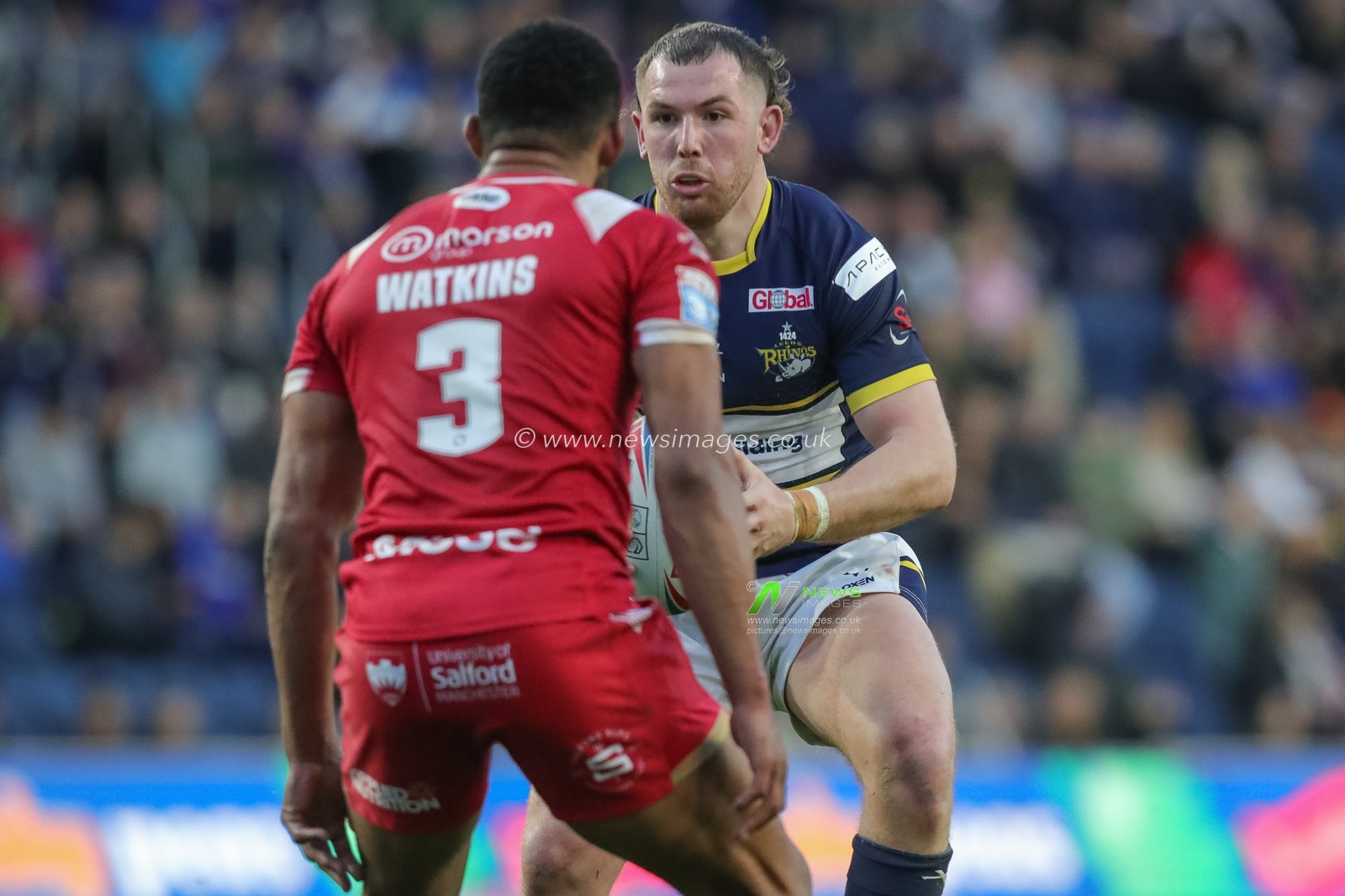 Cameron Smith #13 of Leeds Rhinos in action during the Betfred Super League Round 11 match Leeds Rhinos vs Salford Red Devils at Headingley Stadium, Leeds, United Kingdom, 5th May 2023

(Photo by James Heaton/News Images)