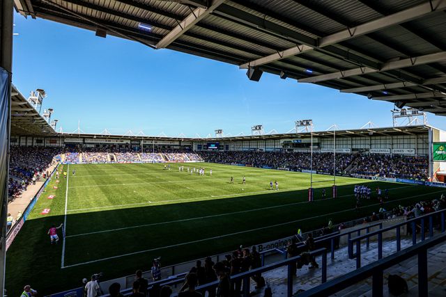 A general view of Halliwell Jones Stadium during the Betfred Super League round 12 match Warrington Wolves vs Bradford Bulls at The Halliwell Jones Stadium, Warrington, United Kingdom on 24 May 2026

(Photo by Alfie Cosgrove/News Images)