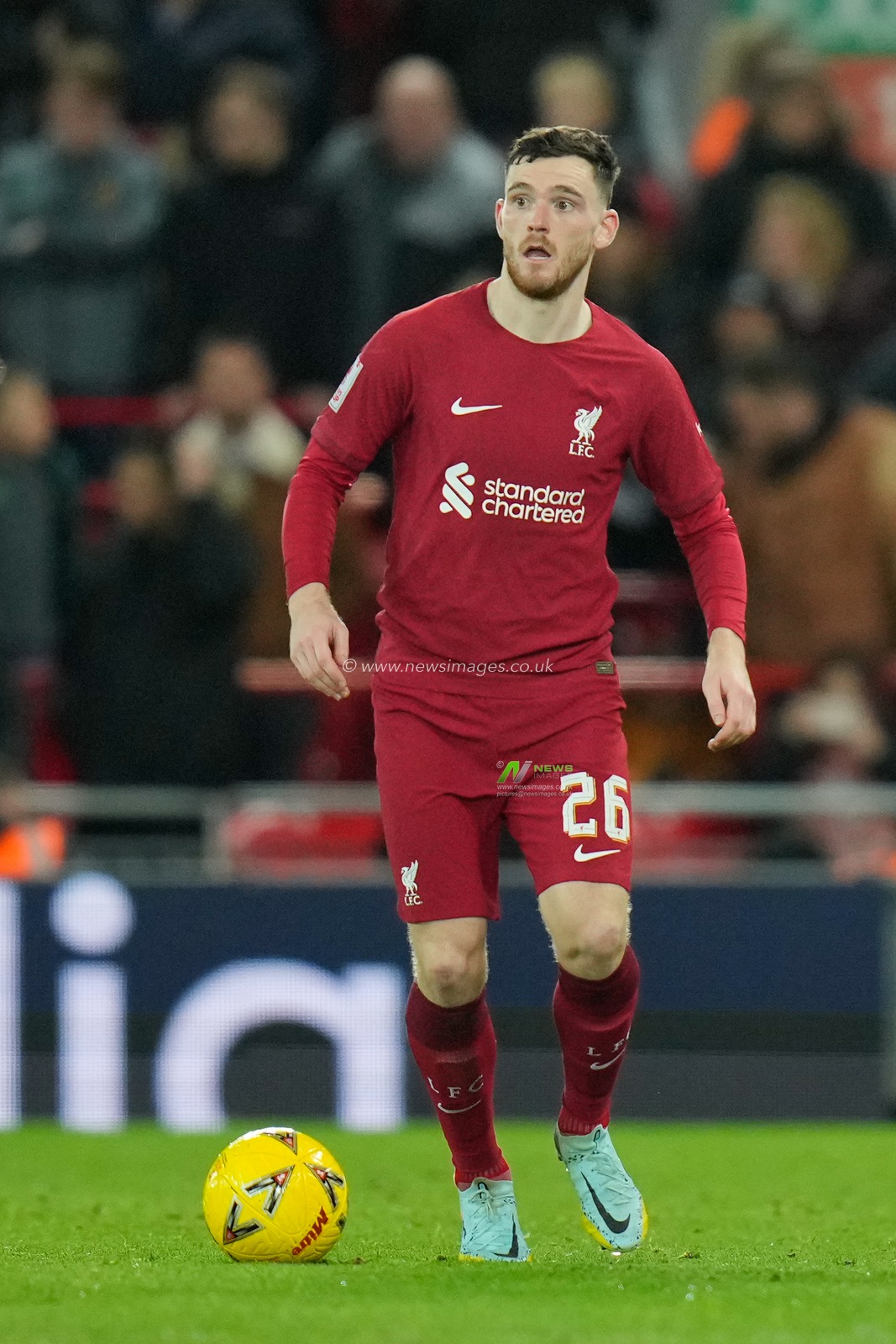 Andrew Robertson #26 of Liverpool during the Emirates FA Cup Third Round match Liverpool vs Wolverhampton Wanderers at Anfield, Liverpool, United Kingdom, 7th January 2023

(Photo by Steve Flynn/News Images)
