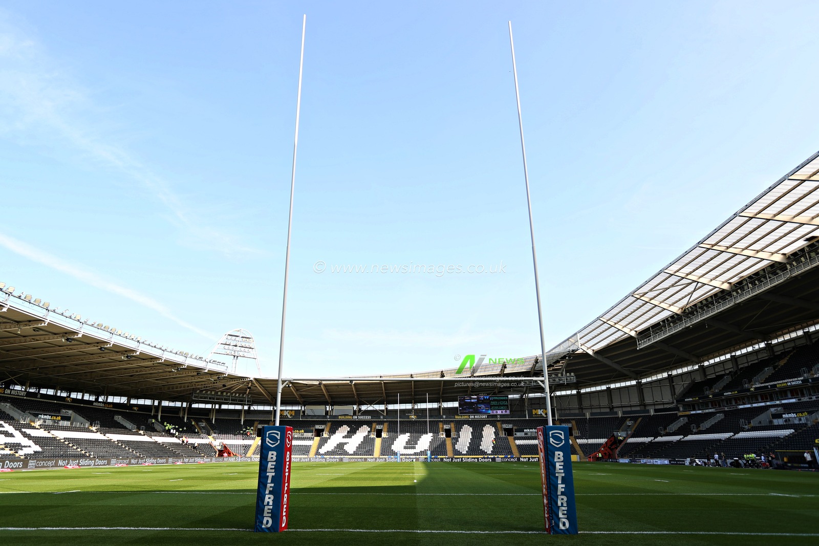 A general view of the MKM Stadium before the Betfred Super League Round 14 Hull FC vs Castleford Tigers at MKM Stadium, Hull, United Kingdom, 13th June 2025(Photo by Sam Eaden/News Images)