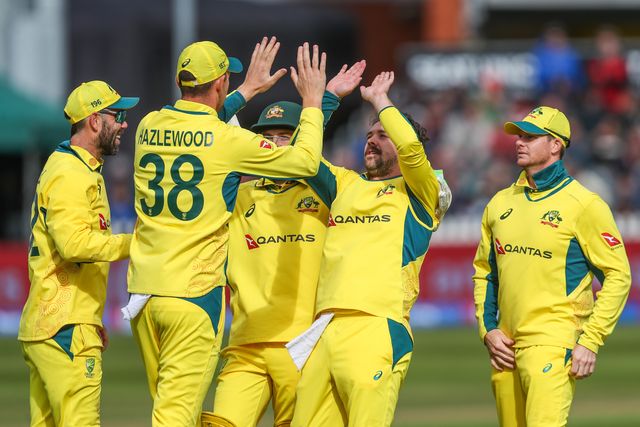 Josh Inglis of Australia and Josh Inglis of Australia celebrates the dismissal of Ben Duckett of England during the Fifth Metro Bank One Day International match England vs Australia at Seat Unique Stadium, Bristol, United Kingdom, 29th September 2024

(Photo by Gareth Evans/News Images)