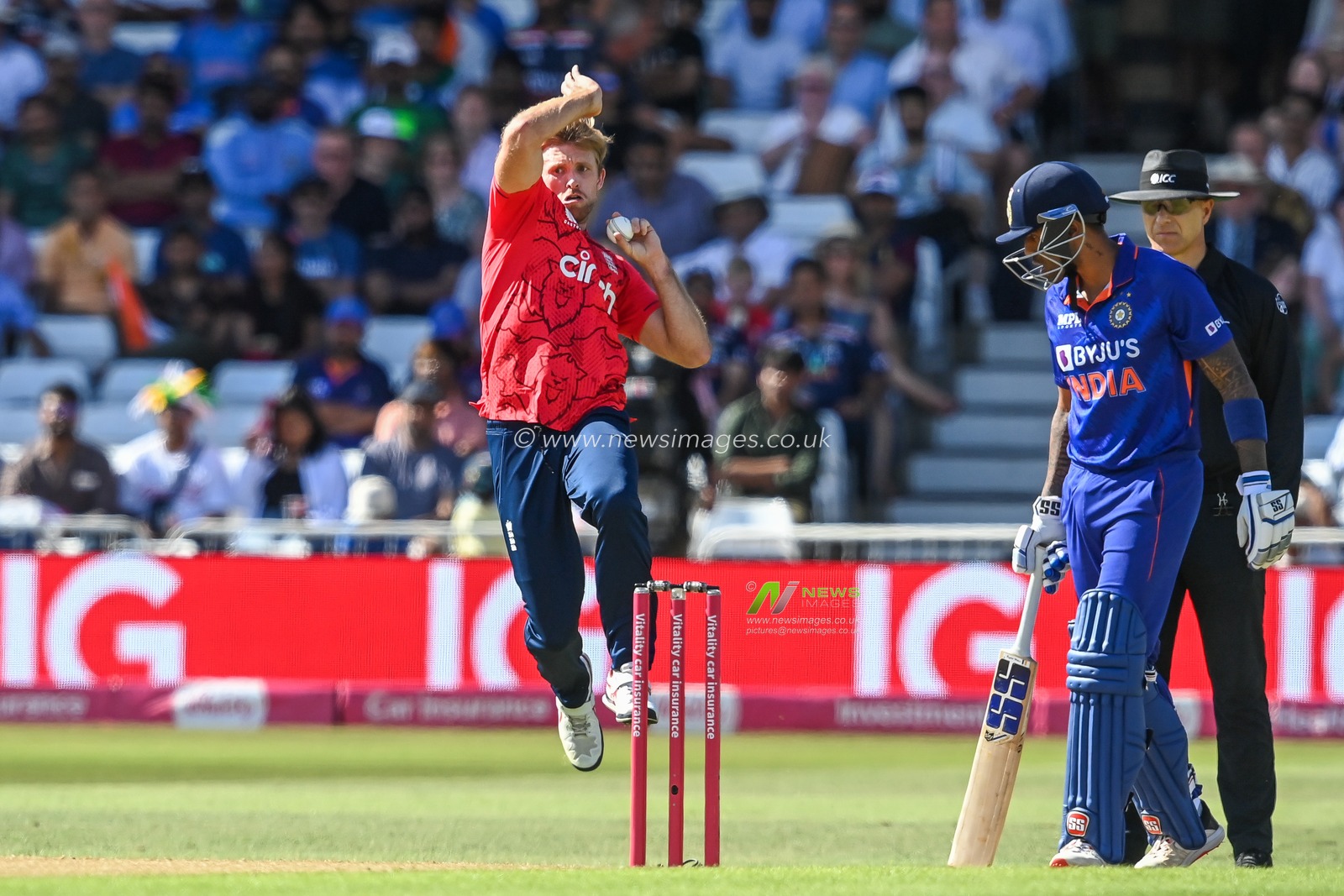 David Willey of England delivers the ball