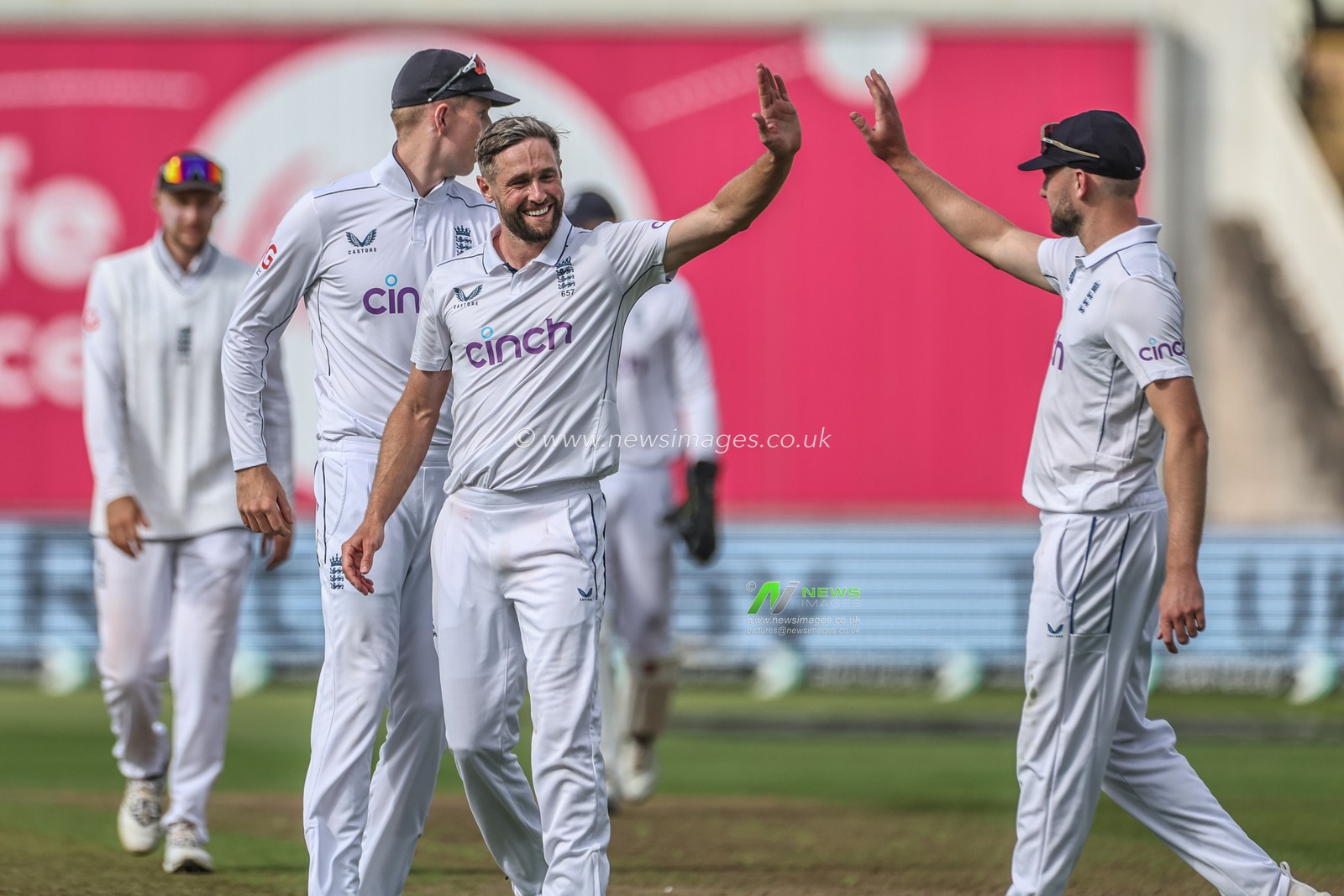 Chris Woakes of England celebrates the wicket of Alzarri Joseph of West Indies during the 3rd Rothesay Test Match Day One match England vs West Indies at Edgbaston, Birmingham, United Kingdom, 26th July 2024

(Photo by Mark Cosgrove/News Images)