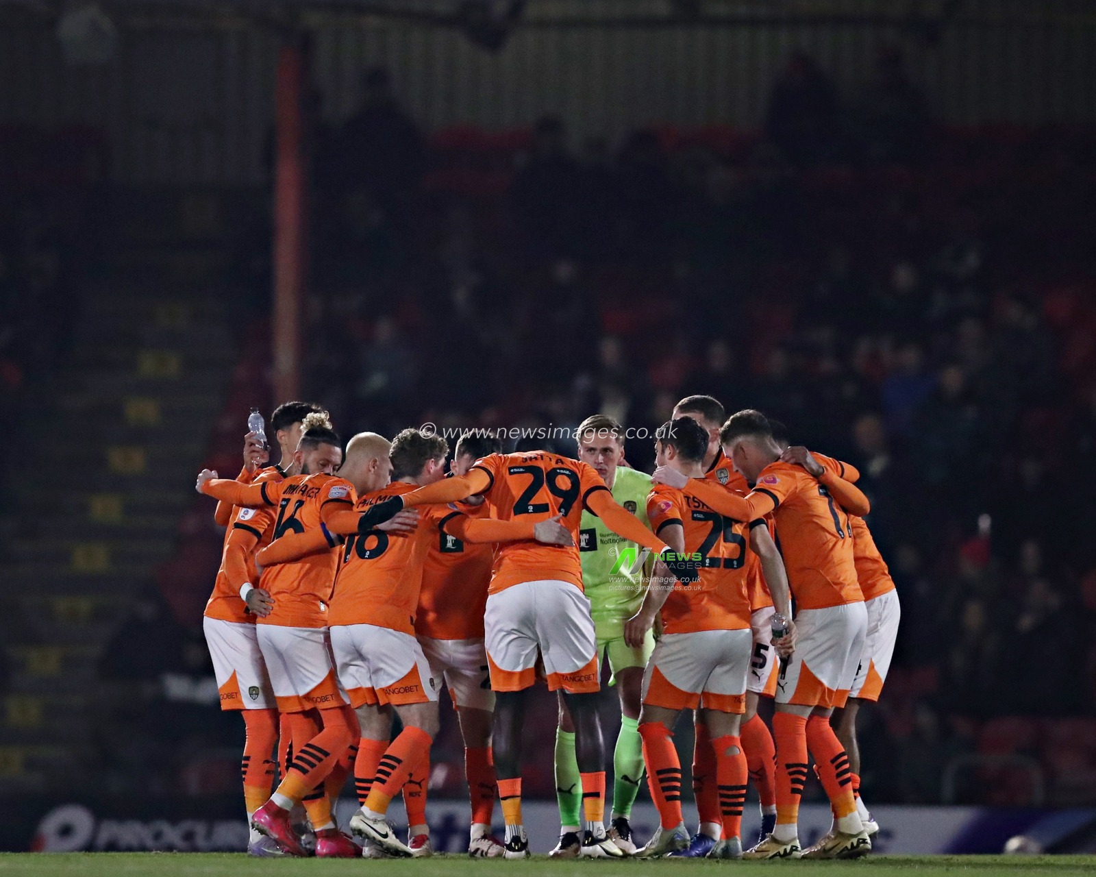 Notts County huddle before the Sky Bet League 2 match Grimsby Town vs Notts County at Blundell Park, Cleethorpes, United Kingdom, 11th March 2025

(Photo by Sam Eaden/News Images)