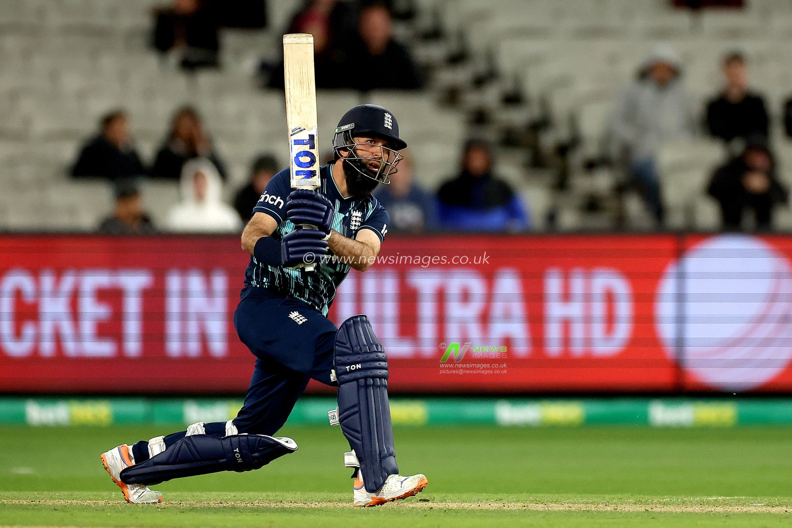 Moeen Ali of England bats during the Dettol ODI Series match Australia vs England at Melbourne Cricket Ground, Melbourne, Australia, 22nd November 2022

(Photo by Patrick Hoelscher/News Images)