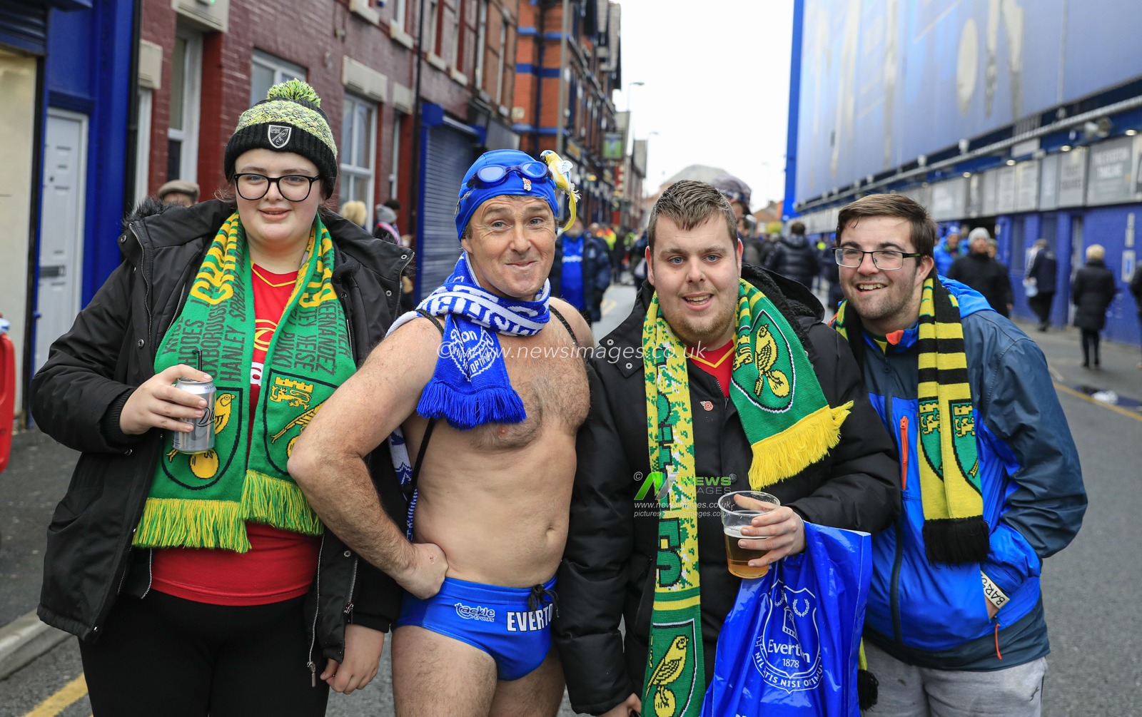 23rd November 2019, Goodison Park, Liverpool, England; Premier League, Everton v Norwich City : Everton and Norwich fans mixing ahead of todayâ€™s game

Credit: Conor Molloy/News Images