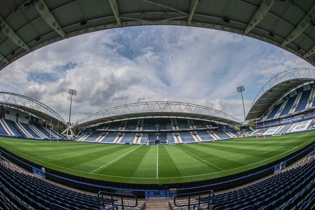 A general view of Accu Stadium ahead of the Betfred Super League Round 23 match Huddersfield Giants vs Warrington Wolves at Accu Stadium, Huddersfield, United Kingdom, 24th August 2025

(Photo by Alfie Cosgrove/News Images)