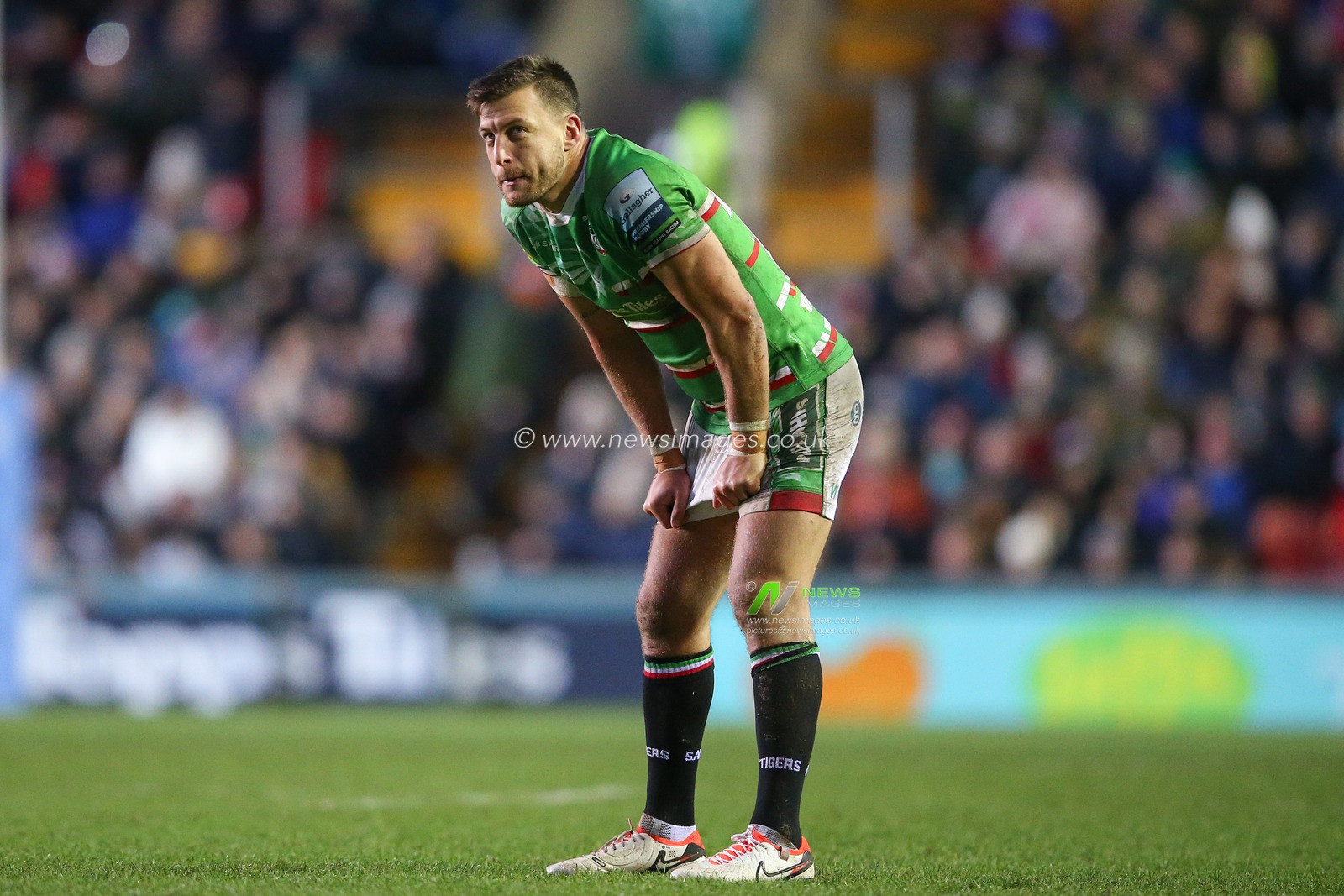 Handre Pollard of Leicester Tigers during the Gallagher Premiership match Leicester Tigers vs Bath Rugby at Welford Road, Leicester, United Kingdom, 31st December 2023

(Photo by Gareth Evans/News Images)