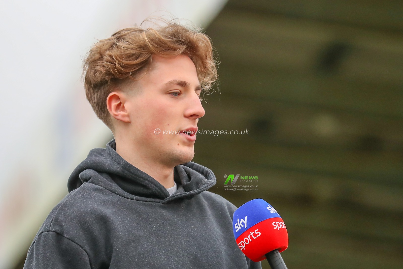 Charlie Savage #48 of Forest Green Rovers gives an interview to Sky Sports ahead of the Sky Bet League 1 match Forest Green Rovers vs Sheffield Wednesday at The New Lawn, Nailsworth, United Kingdom, 26th March 2023

(Photo by Gareth Evans/News Images)