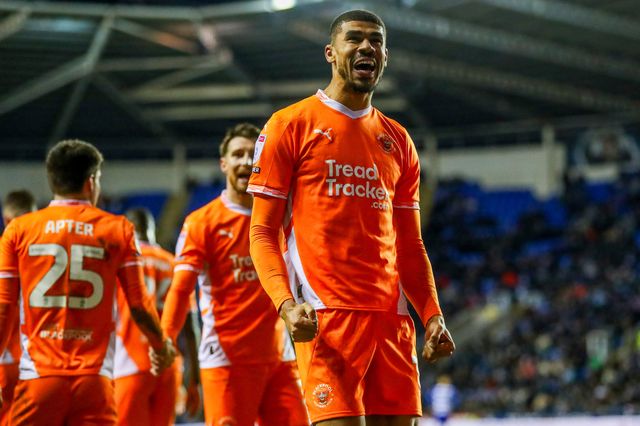 Ashley Fletcher of Blackpool celebrates his goal with teammates to make it 0-3 during the Sky Bet League 1 match Reading vs Blackpool at Select Car Leasing Stadium, Reading, United Kingdom, 14th December 2024

(Photo by Izzy Poles/News Images)