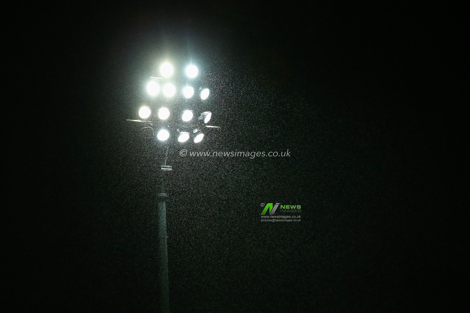 The floodlights are seen at the Technique Stadium, home to Chesterfield fc