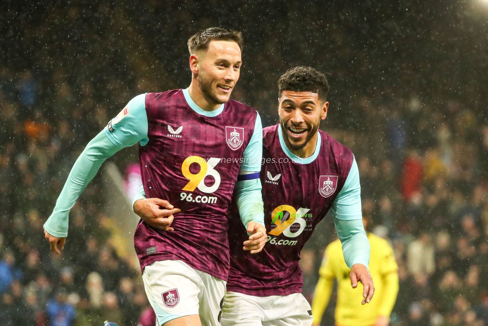 Josh Brownhill of Burnley and Josh Laurent of Burnley celebrate 2-0 burnley scored by Josh Brownhill of Burnley during the Sky Bet Championship match Burnley vs Watford at Turf Moor, Burnley, United Kingdom, 21st December 2024

(Photo by Jorge Horsted/News Images)