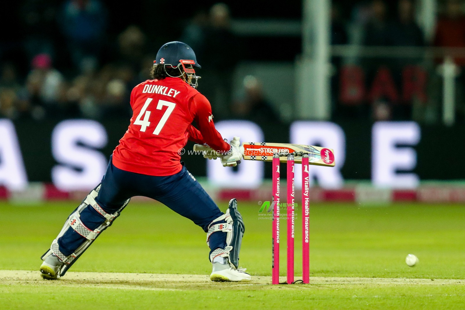 Sophia Dunkley of England Women hits the ball for one run to win the match during the 1st Vitality IT20 Series England Women v West Indies Women at The Spitfire Ground, Canterbury, United Kingdom, 21st May 2025

(Photo by Izzy Poles/News Images)