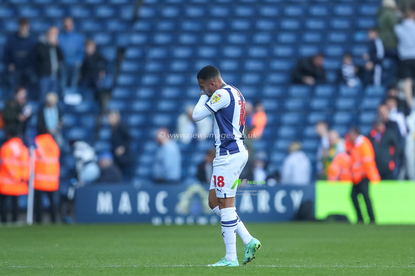 Karlan Grant #18 of West Bromwich Albion walks straight off the pitch after the Sky Bet Championship match West Bromwich Albion vs Luton Town at The Hawthorns, West Bromwich, United Kingdom, 8th October 2022

(Photo by Gareth Evans/News Images)