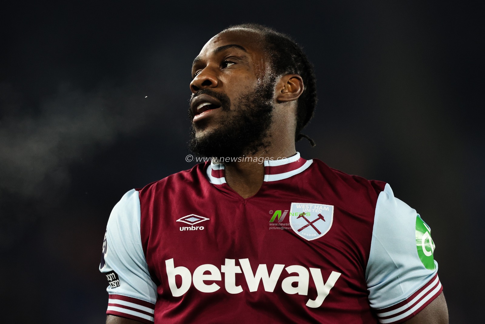 Michail Antonio of West Ham United during the Premier League match Leicester City vs West Ham United at King Power Stadium, Leicester, United Kingdom, 3rd December 2024

(Photo by Alfie Cosgrove/News Images)