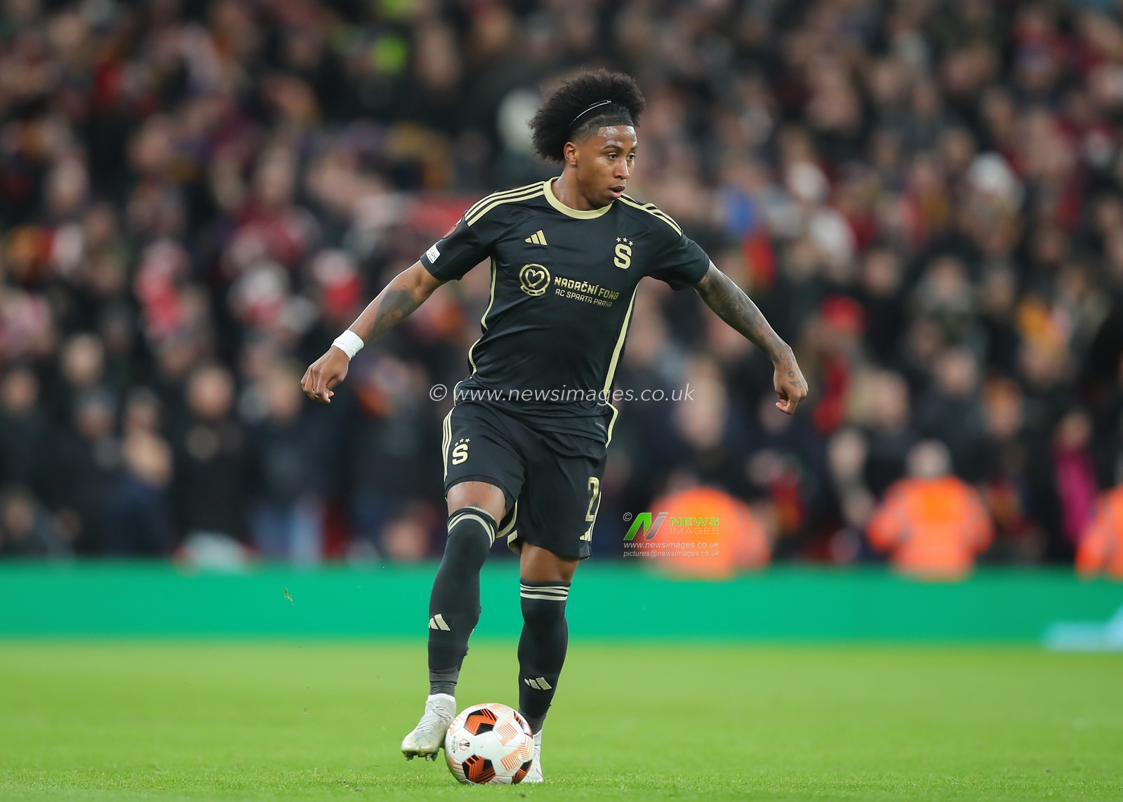 Angelo Preciado of Athletic Club Sparta Praha, during the UEFA Europa League match Liverpool vs Sparta Prague at Anfield, Liverpool, United Kingdom, 14th March 2024

(Photo by Gareth Evans/News Images)