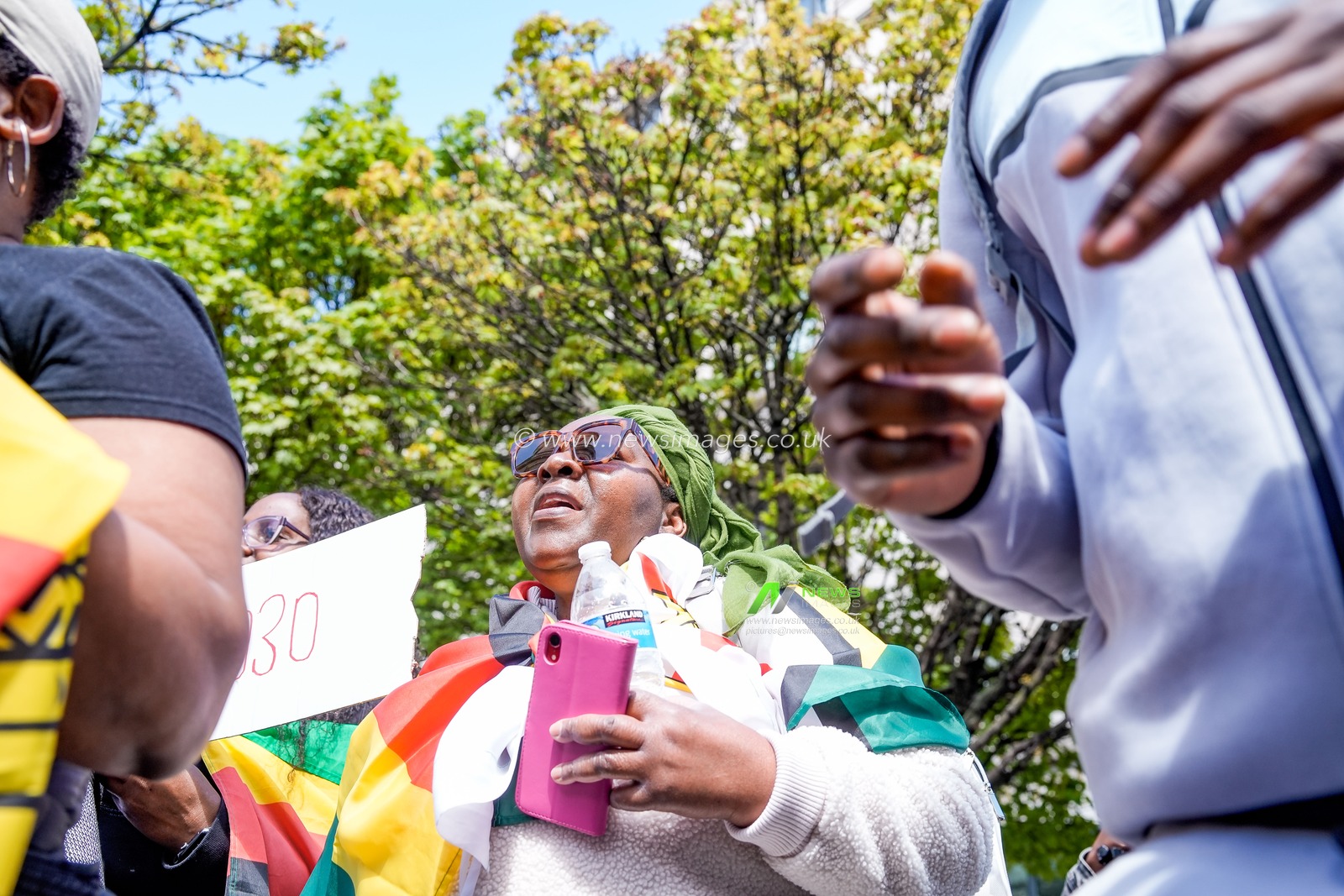 UK-based Zimbabweans gather outside the Zimbabwe Embassy in London on 18 April 2026 to protest the Constitution of Zimbabwe Amendment (No. 3) Bill, which critics say would extend President Mnangagwa’s rule until 2030 and strip citizens of the direct vote for president.

(Photo by Maynard Manyowa/News Images)