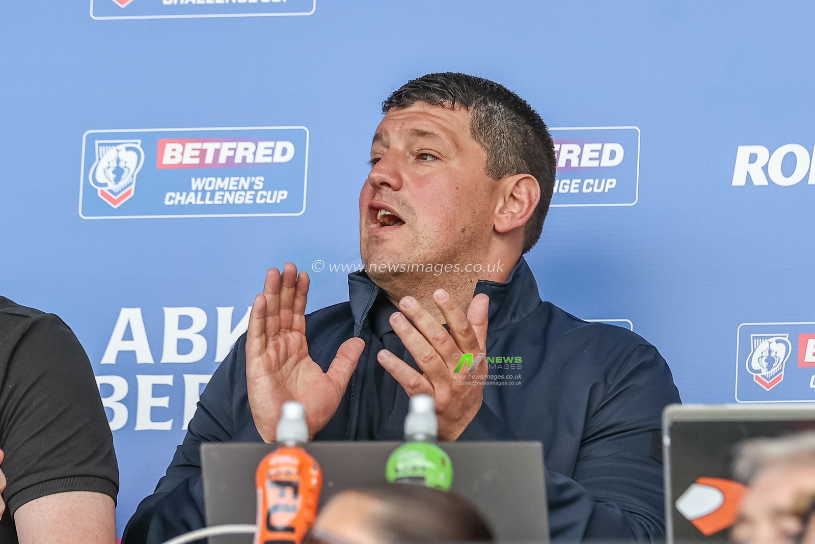 Matt Peet Head Coach of Wigan Warriors applauds his players in the final unite father game during the Betfred Challenge Cup Semi-Final Hull KR v Wigan Warriors at Eco-Power Stadium, Doncaster, United Kingdom, 18th May 2024

(Photo by Mark Cosgrove/News Images)