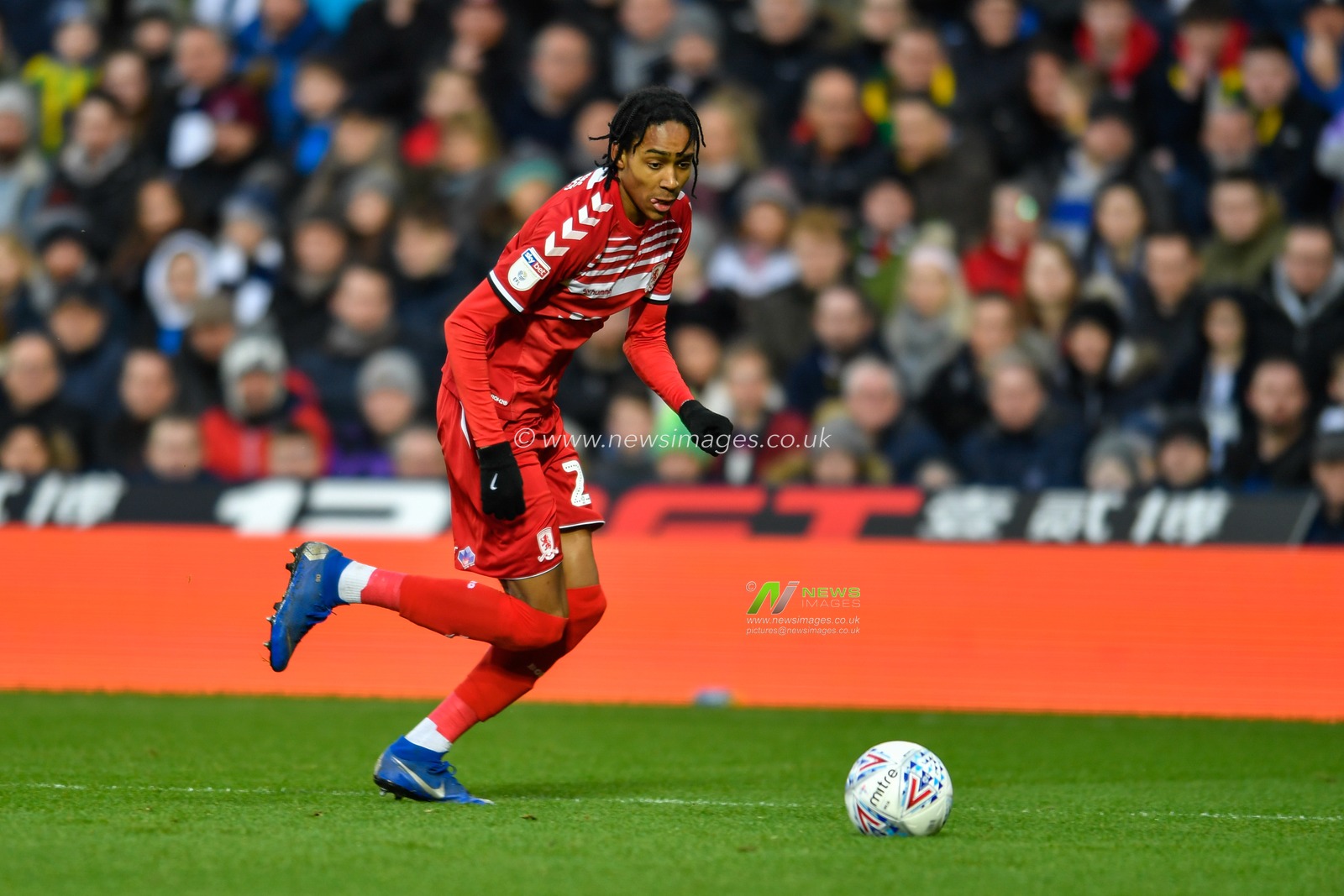 29th December 2019, The Hawthorns, West Bromwich, England; Sky Bet Championship, West Bromwich Albion v Middlesbrough : Djed Spence (29) of Middlesbrough runs down the wing with the ball

Credit: Simon Whitehead/News Images