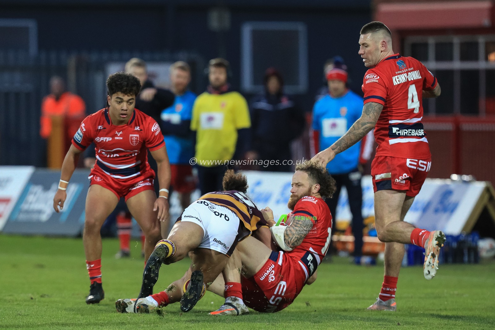 George King (16) of Hull KR in action during the game