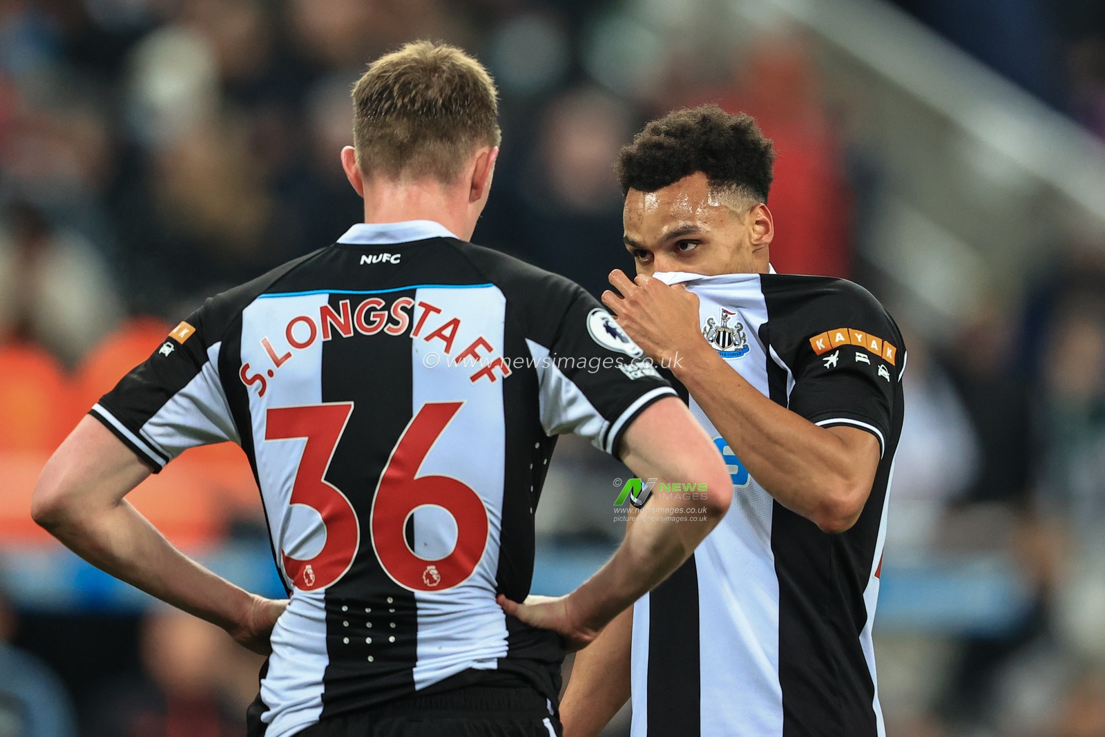 Sean Longstaff #36 of Newcastle United and Jacob Murphy #23 of Newcastle United talk after Newcastle throw-away a 1-0 lead, final score 1-1