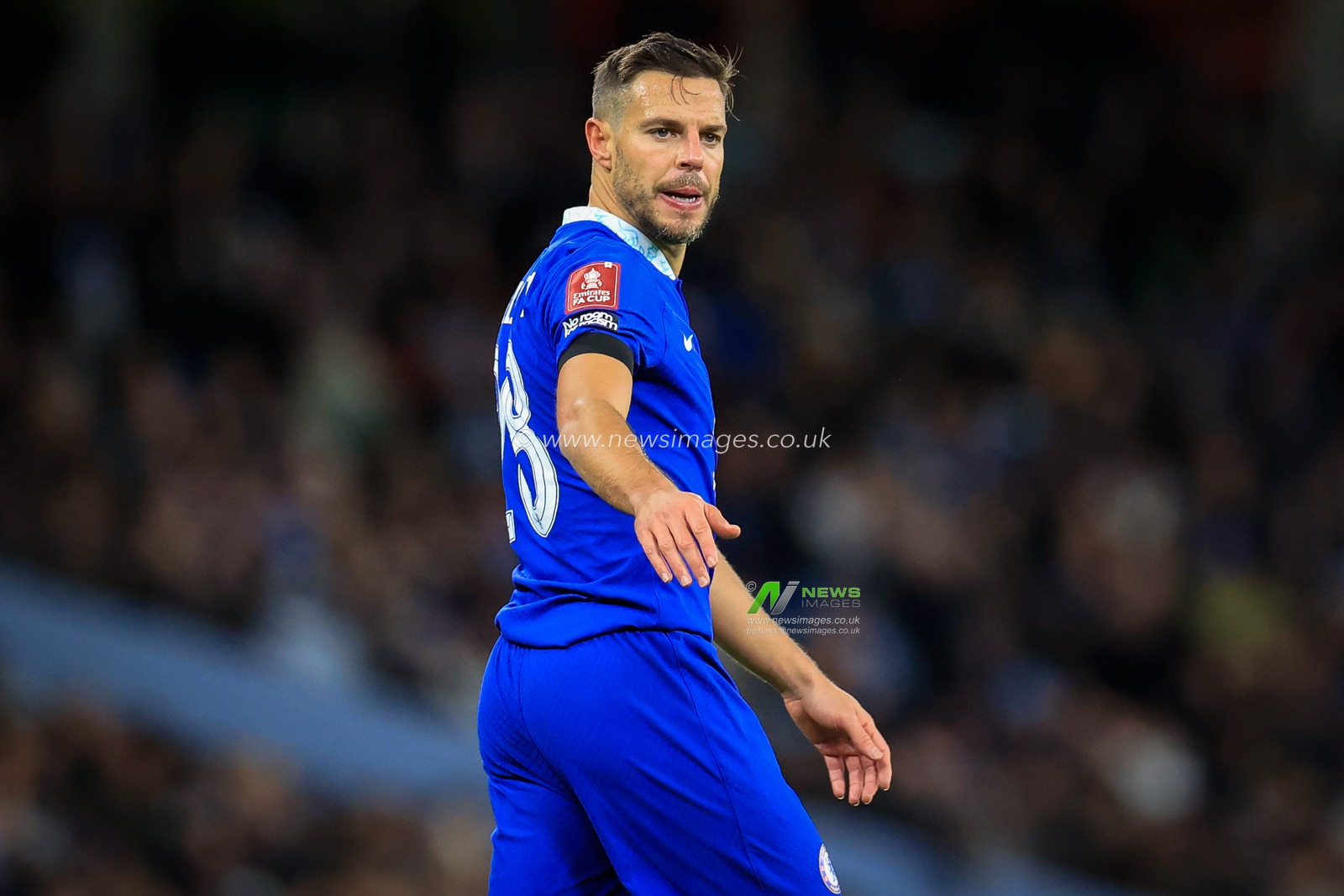 CÃ©sar Azpilicueta #28 of Chelsea during the Emirates FA Cup Third Round match Manchester City vs Chelsea at Etihad Stadium, Manchester, United Kingdom, 8th January 2023

(Photo by Conor Molloy/News Images)