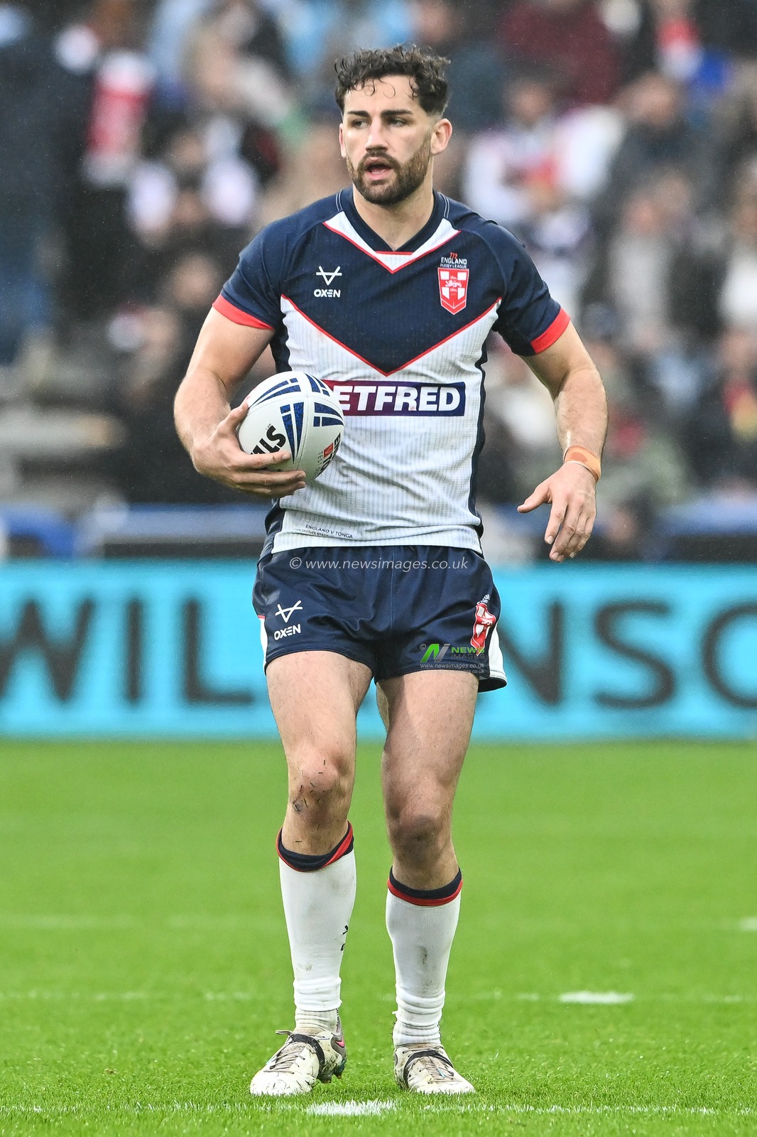 Toby King of England in action during the Rugby League International match England vs Tonga at John Smith's Stadium, Huddersfield, United Kingdom, 28th October 2023

(Photo by Craig Thomas/News Images)