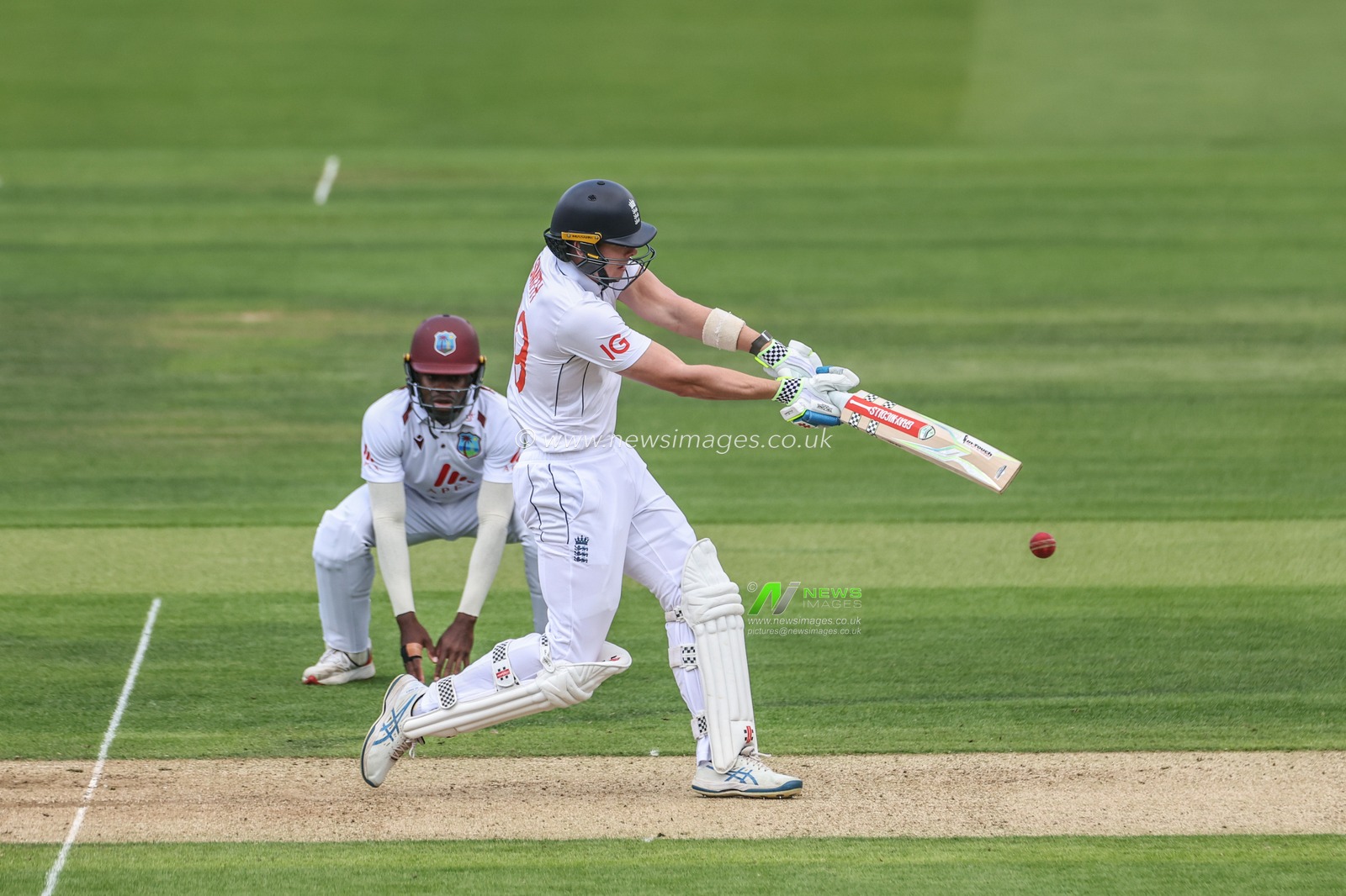 Jamie Smith of England hits the ball for four runs during the Rothesay Test Match Day Two England v West Indies at Lords, London, United Kingdom, 11th July 2024

(Photo by Mark Cosgrove/News Images)
