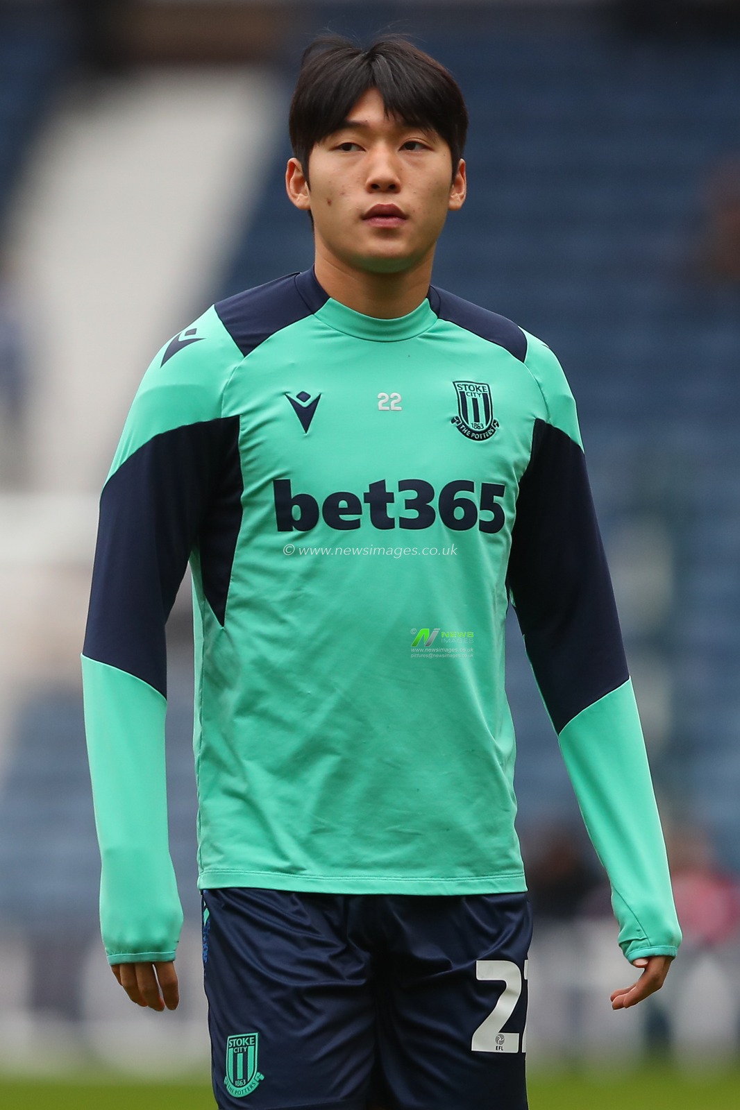 Bae Jun-Ho #22 of Stoke City during the pre-game warm up ahead of the Sky Bet Championship match West Bromwich Albion vs Stoke City at The Hawthorns, West Bromwich, United Kingdom, 17th December 2023

(Photo by Gareth Evans/News Images)