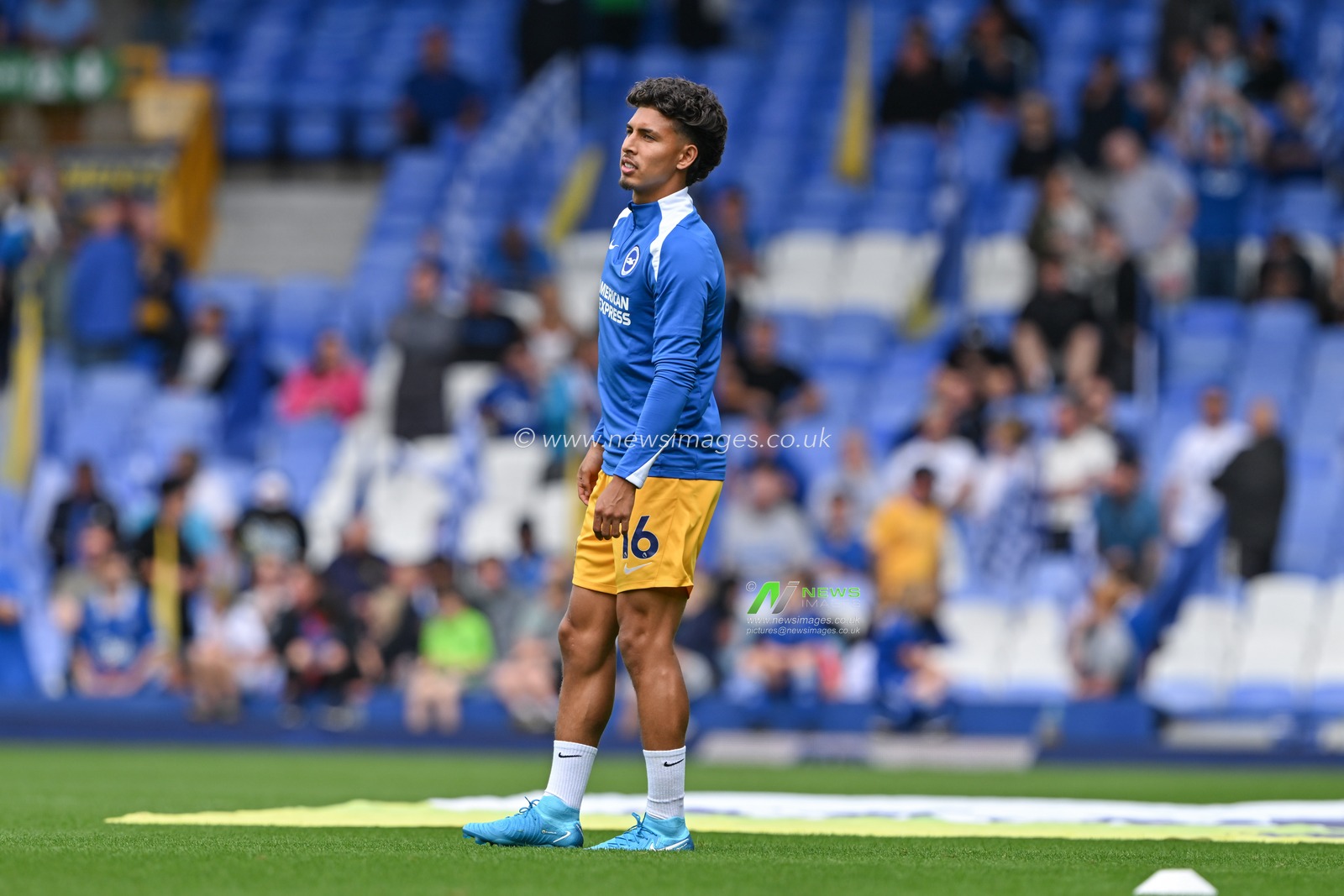 Jeremy Sarmiento of Brighton & Hove Albion warms up ahead of the Premier League match Everton vs Brighton and Hove Albion at Goodison Park, Liverpool, United Kingdom, 17th August 2024

(Photo by Cody Froggatt/News Images)