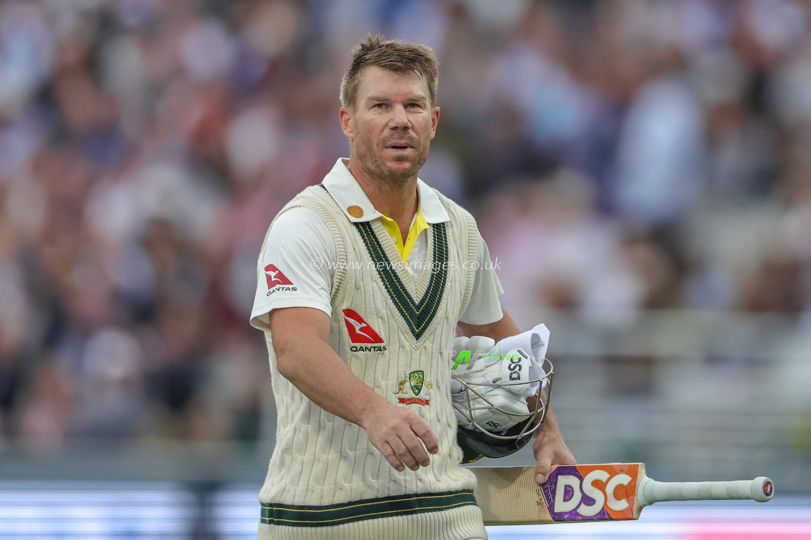 A dejected David Warner of Australia leaves the field after he is dismissed by Josh Tongue of England during the LV= Insurance Ashes Test Series Second Test Day 3 England v Australia at Lords, London, United Kingdom, 30th June 2023

(Photo by Mark Cosgrove/News Images)
