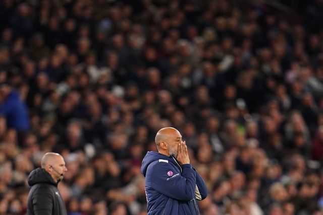 Nuno Espirito Santo manager of West Ham United reacts during the Premier League match West Ham United vs Wolverhampton Wanderers at London Stadium, London, United Kingdom on 10 April 2026

(Photo by Harvey Murphy/News Images)