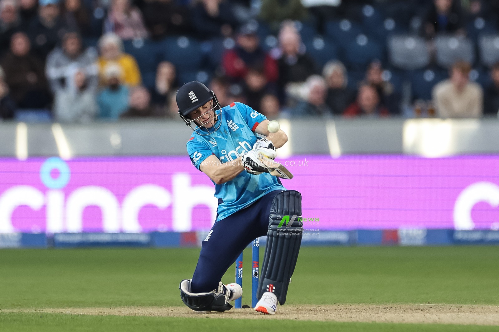 Harry Brook of England scoops the ball over his head for a boundary, four during the Third Metro Bank One Day International match England vs Australia at The Seat Unique Riverside, Chester-le-street, United Kingdom, 24th September 2024

(Photo by Mark Cosgrove/News Images)