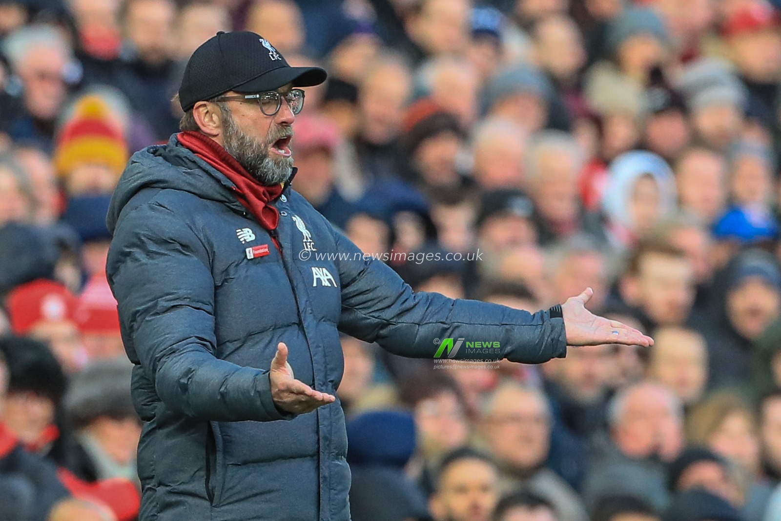 14th December 2019, Anfield, Liverpool, England; Premier League, Liverpool v Watford :  Jurgen Klopp manager of Liverpool reacts during the game

Credit: Mark Cosgrove/News Images