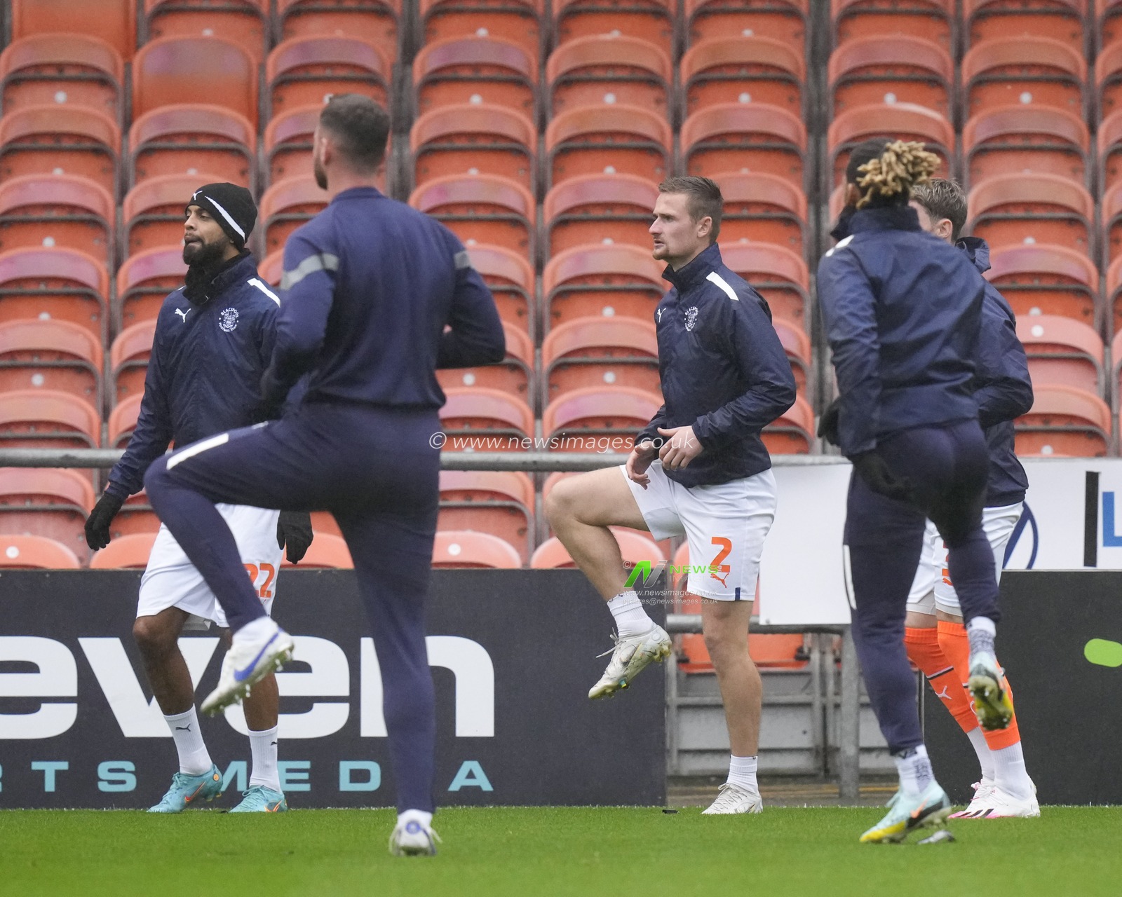 Callum Connolly #2 of Blackpool warms up before the Sky Bet Championship match Blackpool vs Luton Town at Bloomfield Road, Blackpool, United Kingdom, 5th November 2022

(Photo by Steve Flynn/News Images)