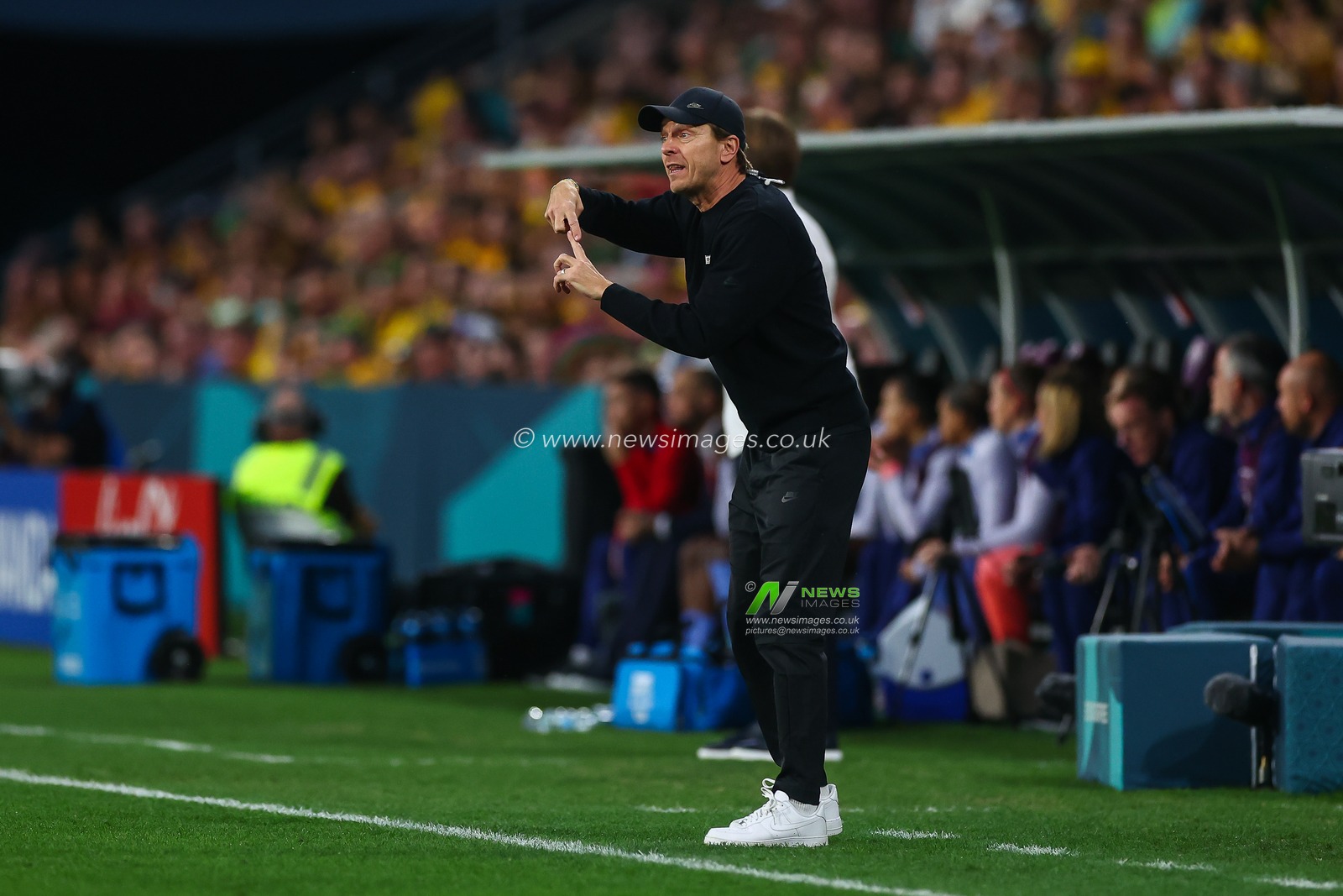 Tony Gustavsson Manager of Australia gives her team instructions during the FIFA Women's World Cup 2023 Quarter-Final match Australia Women vs France Women at Suncorp Stadium, Brisbane, Australia, 12th August 2023

(Photo by Patrick Hoelscher/News Images)