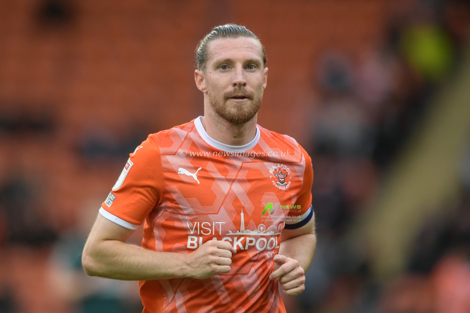 James Husband #3 of Blackpool in action during the game