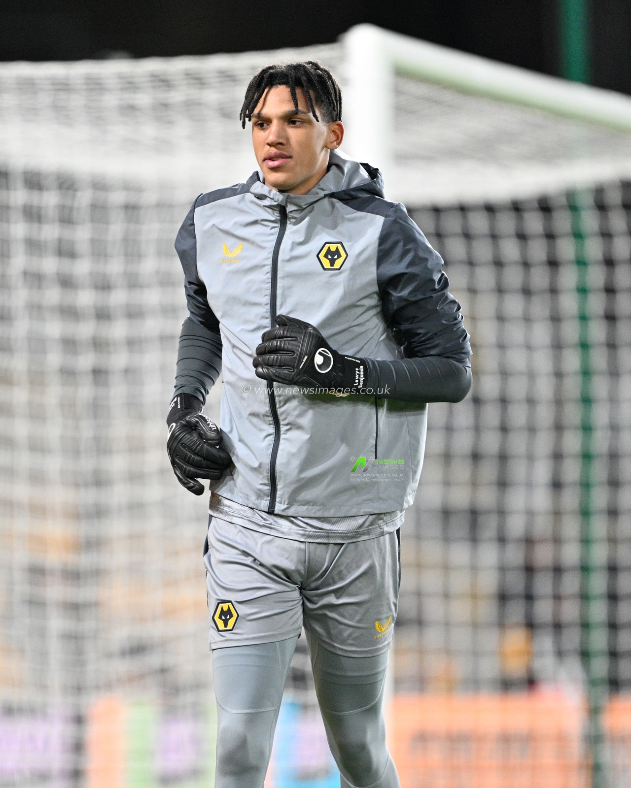 Lewys Benjamin of Wolverhampton Wanderers warms up ahead of the match,during the Emirates FA Cup Third Round Replay match Wolverhampton Wanderers vs Brentford at Molineux, Wolverhampton, United Kingdom, 16th January 2024

(Photo by Cody Froggatt/News Images)
