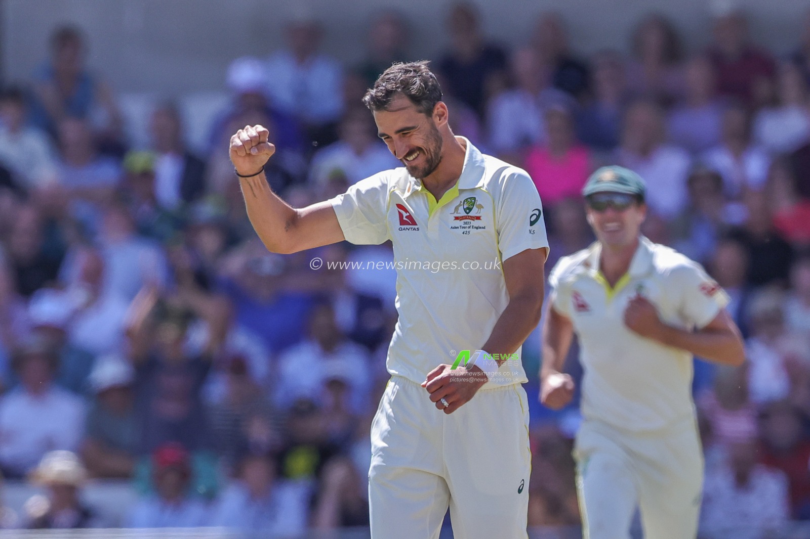 Mitchell Starc of Australia celebrates the wicket of Jonny Bairstow of England after he is caught out by Mitchell Starc of Australia during the LV= Insurance Ashes Third Test Series Day 2 England v Australia at Headingley Stadium, Leeds, United Kingdom, 7th July 2023

(Photo by Mark Cosgrove/News Images)