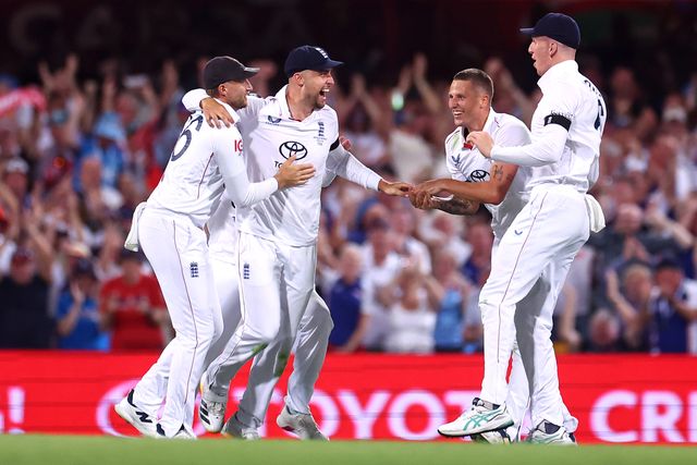 Will Jacks of England  celebrates the dismissal of Steve Smith of Australia  during the NRMA Insurance Ashes Second Test Day 2 Australia vs England at The Gabba, Brisbane Cricket Ground, Brisbane, Australia, 5th December 2025

(Photo by Pat Hoelscher/News Images)

*** GER AUT SUI OUT ***